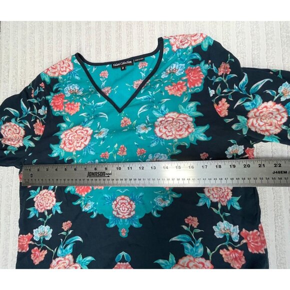 Tolani Collection Womens Medium V-Neck Floral Print Long Sleeve Woven Top Blouse - Picture 7 of 9